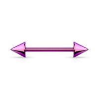 Spike End Ion Plated Nipple Barbells Rings 316L Surgical Steel