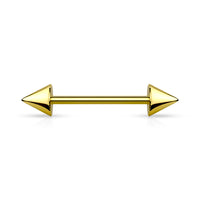 Spike End Ion Plated Nipple Barbells Rings 316L Surgical Steel