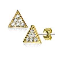 Crystal Pave Triangle Surgical Steel Post Stud Earrings