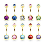 Gold Plated Double Gem Non-Dangle Belly Button Ring