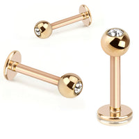 16 Gauge Press Fit Stone Set Ball Rose Gold Plated Monroe