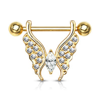 Marquise Crystal Paved Butterfly Nipple Rings Nipple Shields
