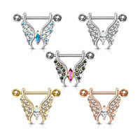 Marquise Crystal Paved Butterfly Nipple Rings Nipple Shields