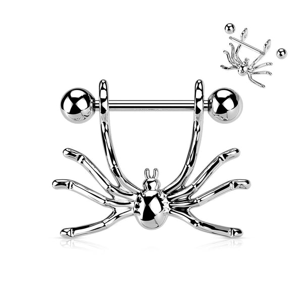 316L Surgical Steel Hanging Spider Nipple Shield Barbell Ring Pair