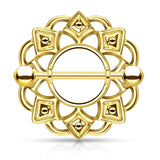 316L Surgical Steel Tribal Design Shield Nipple Ring Barbell