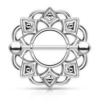 316L Surgical Steel Tribal Design Shield Nipple Ring Barbell