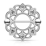 316L Surgical Steel Tribal Design Shield Nipple Ring Barbell