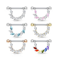 Marquise CZ Bridge Dangle Nipple Ring Pair 316L Surgical Steel
