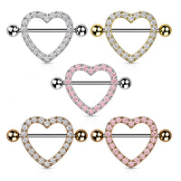 Gem Paved Heart Nipple Shield Pair