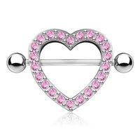 Gem Paved Heart Nipple Shield Pair