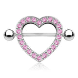 Gem Paved Heart Nipple Shield Pair