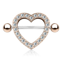 Gem Paved Heart Nipple Shield Pair