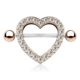 Gem Paved Heart Nipple Shield Pair