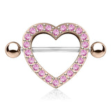Gem Paved Heart Nipple Shield Pair
