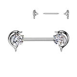 316L Surgical Steel CZ Gem Dolphin End Nipple Barbell Rings Pair