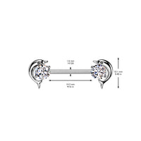 316L Surgical Steel CZ Gem Dolphin End Nipple Barbell Rings Pair
