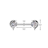 316L Surgical Steel CZ Gem Dolphin End Nipple Barbell Rings Pair