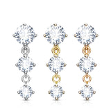 Three Prong Set Round CZ Vertical Top Drop Reverse Dangle Navel Ring