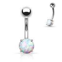 Prong Set Non Dangle Opal Fixed Navel Ring