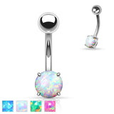 Prong Set Non Dangle Opal Fixed Navel Ring