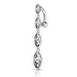 316L Surgical Steel Four Marquise CZ Vertical Top Drop Reverse Dangle Belly Button Navel Ring