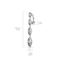316L Surgical Steel Four Marquise CZ Vertical Top Drop Reverse Dangle Belly Button Navel Ring
