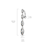 316L Surgical Steel Four Marquise CZ Vertical Top Drop Reverse Dangle Belly Button Navel Ring