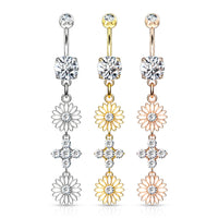 Daisy Flower Dangle Belly Button Ring