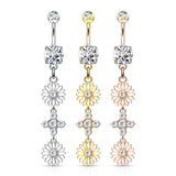 Daisy Flower Dangle Belly Button Ring