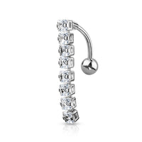 316L Surgical Steel 8 Square CZ Top Drop Reverse Dangle Belly Button Ring