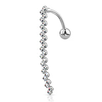 316L Surgical Steel CZ Paved Zig Zag Line Top Drop Reverse Dangle Belly Button Ring