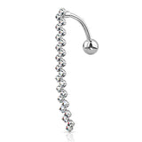 316L Surgical Steel CZ Paved Zig Zag Line Top Drop Reverse Dangle Belly Button Ring