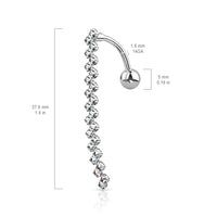 316L Surgical Steel CZ Paved Zig Zag Line Top Drop Reverse Dangle Belly Button Ring