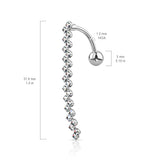 316L Surgical Steel CZ Paved Zig Zag Line Top Drop Reverse Dangle Belly Button Ring