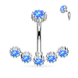 Opal Curved Line Internally Threaded Fixed Navel Ring