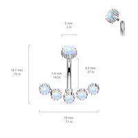 Opal Curved Line Internally Threaded Fixed Navel Ring