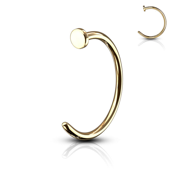 Gold IP Over 316L Surgical Steel C Shape Nose Hoop in Various Sizes