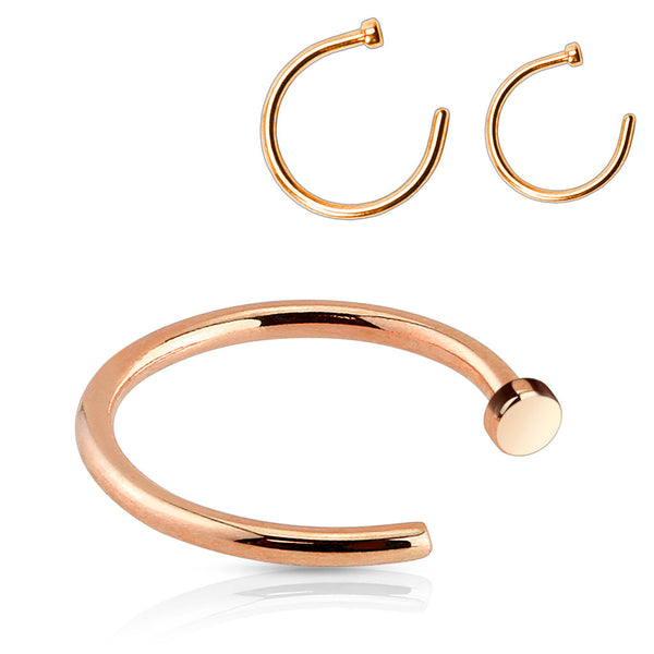 Rose Gold IP Over Surgical Steel C-Shape Nose Hoop in Various Sizes