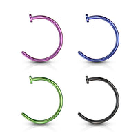 C-Shape Nose Hoop Titanium IP and Surgical Steel in Various Sizes