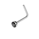 316L Surgical Steel "L" Bend Nose Stud Ring with Jewel End