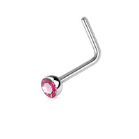 316L Surgical Steel "L" Bend Nose Stud Ring with Jewel End