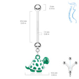 Turtle Pregnancy Belly Button Ring Bioflex with 316L Surgical Steel Balls