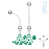 Turtle Pregnancy Belly Button Ring Bioflex with 316L Surgical Steel Balls