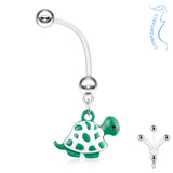 Turtle Pregnancy Belly Button Ring Bioflex with 316L Surgical Steel Balls