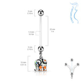 Elephant Maternity Pregnancy Belly Button Ring Bioflex with 316L Surgical Steel Balls