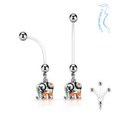 Elephant Maternity Pregnancy Belly Button Ring Bioflex with 316L Surgical Steel Balls