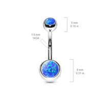 Opal Set Double Jeweled Fixed Navel Ring