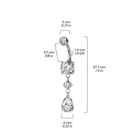 316L Surgical Steel Tear Drop CZ Gem Dangle Belly Button Navel Ring