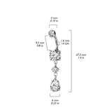 316L Surgical Steel Tear Drop CZ Gem Dangle Belly Button Navel Ring