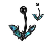 Bat with Abalone Shell Wing Fixed Navel Ring